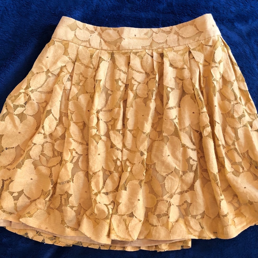 Ann Taylor Loft Mustard Yellow Lace Skirt Size 0